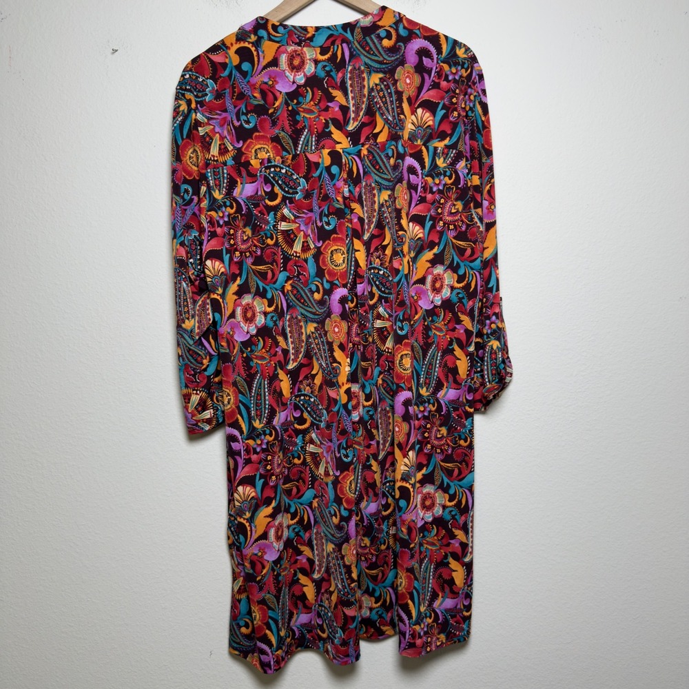 NEW Dear Scarlett Women Nitrogen Dress 2X Multi Paisley 3/4 Sleeve Pockets - Picture 9 of 10